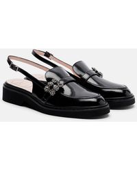 Roger Vivier - Viv' Rangers Leather Slingback Loafers - Lyst