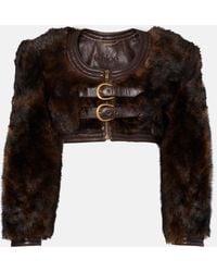 Chloé - Cropped-Jacke Aus Shearling Mit Leder - Lyst