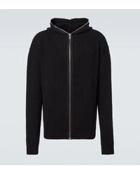 Rick Owens - Ribbed-Knit Virgin Wool Zip-Up Sweater - Lyst