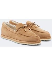Tod's - Gommino Shearling-Lined Suede Boat Shoes - Lyst