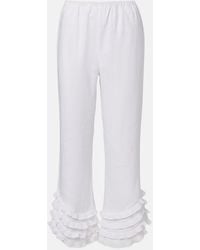 Posse - Florence Ruffled Linen Wide-Leg Pants - Lyst