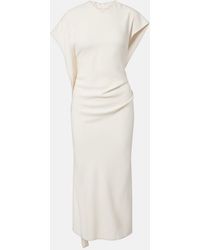 Victoria Beckham - Victoria Draped Crepe Satin Midi Dress - Lyst