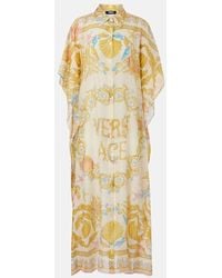Versace - Robe De Plage Undersea Barocco En Coton Et Soie - Lyst