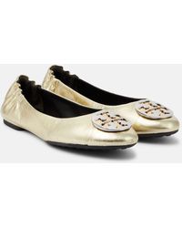 Tory Burch - Claire Metallic Leather Ballet Flats - Lyst