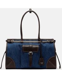 Prada - Bonnie Large Denim Shoulder Bag - Lyst