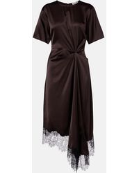STAUD - Sonoma Lace-Trimmed Silk-Blend Midi Dress - Lyst