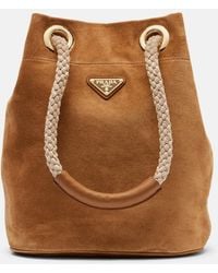 Prada - Bucket-Bag Mariner Small Aus Veloursleder - Lyst