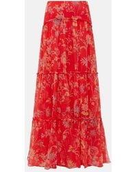 Etro - Floral Tiered Silk Maxi Skirt - Lyst