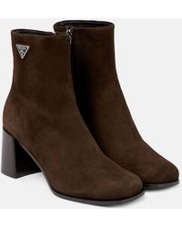 Prada - Ankle Boots Aus Veloursleder - Lyst
