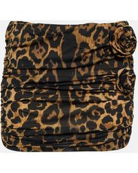 Blumarine - Floral-applique Leopard-print Miniskirt - Lyst
