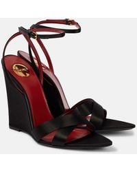Saint Laurent - Bibi 110 Crepe Satin Wedge Sandals - Lyst