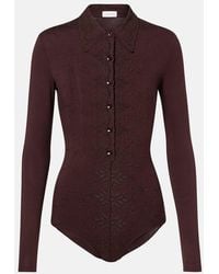 Magda Butrym - Embroidered Cotton-Blend Bodysuit - Lyst