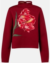Carolina Herrera - Floral Jacquard Cotton And Wool Sweater - Lyst