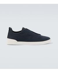ZEGNA - Triple Stitch Canvas Slip-On Sneakers - Lyst