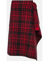Polo Ralph Lauren - Checked Wool Wrap Skirt - Lyst