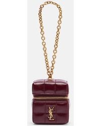 Saint Laurent - Cassandre Mini Leather Pouch On Chain - Lyst