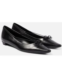 The Row - Claudette Bow Leather Ballet Flats - Lyst