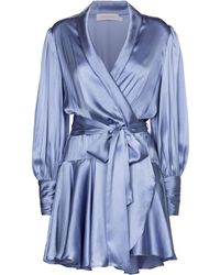 Zimmermann Wickelkleid aus Seidensatin - Blau