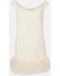 Blumarine - Feather-Trimmed Crepe Mini Dress - Lyst