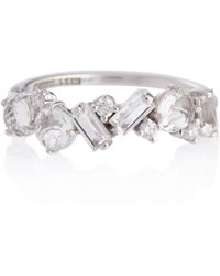 Suzanne Kalan Amalfi 14kt White Gold Ring With Diamonds And Topaz - Metallic