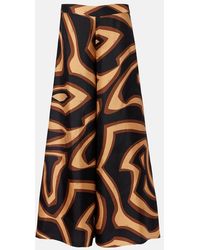 PUCCI - Labirinto Silk Satin Wide-Leg Pants - Lyst