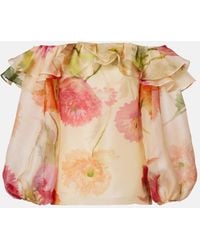 Carolina Herrera - Floral Off-Shoulder Silk Organza Top - Lyst