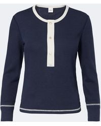 Chloé - Ribbed-Knit Cotton Jersey Henley Shirt - Lyst