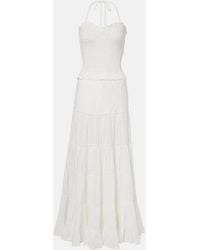 Poupette - Foe Shirred Cotton Maxi Dress - Lyst