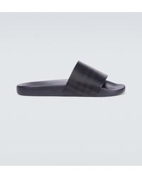 blue burberry slides
