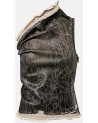 Rick Owens - Top Di Jeans Monospalla Athena Con Stampa - Lyst