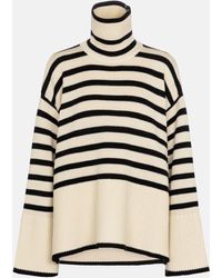 Totême - Striped Turtleneck Wool-blend Sweater - Lyst