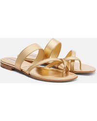 Manolo Blahnik - Susa Metallic Leather Sandals - Lyst