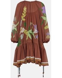 ALÉMAIS - Alfie Gathered Cotton And Silk Minidress - Lyst