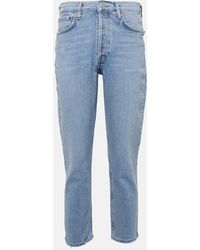 Agolde - High-Rise Cropped Slim Jeans Riley - Lyst