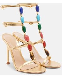 Gianvito Rossi - Shanti Embellished Leather Sandals - Lyst