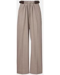 Loewe - Gathered Wool Wide-Leg Pants - Lyst