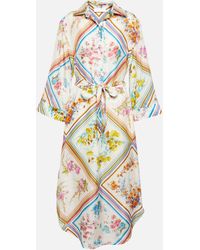 Zimmermann - Halcyon Floral Silk Midi Dress - Lyst