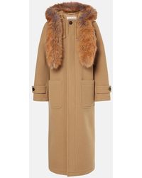 Burberry - Mantel Aus Wolle Mit Faux Fur - Lyst