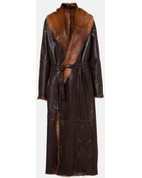 Magda Butrym - Shearling-Lined Leather Wrap Coat - Lyst