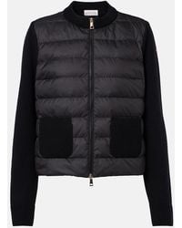 Moncler - Down-Paneled Virgin Wool Cardigan - Lyst