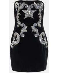 Balmain - Embellished Velvet Minidress - Lyst