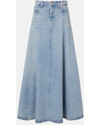 7 For All Mankind - Drama High-Rise Cotton Denim Maxi Skirt - Lyst
