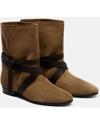 Isabel Marant - Rejen Leather-Trimmed Suede Ankle Boots - Lyst