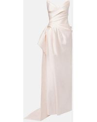 Monique Lhuillier - Draped Strapless Mikado Gown - Lyst