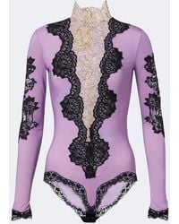 Valentino - Turtleneck Lace-Trimmed Bodysuit - Lyst