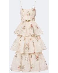 Zimmermann - Floral Pleated Tiered Bustier Dress - Lyst