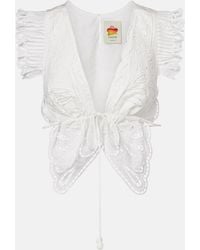 FARM Rio - Broderie Anglaise Cotton Top - Lyst