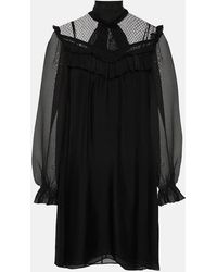 Dorothee Schumacher - Lace-Trimmed Ruffled Silk Minidress - Lyst