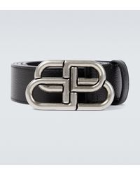 Balenciaga Logo Leather Belt - Black