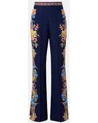 Etro - Floral Silk Straight Pants - Lyst